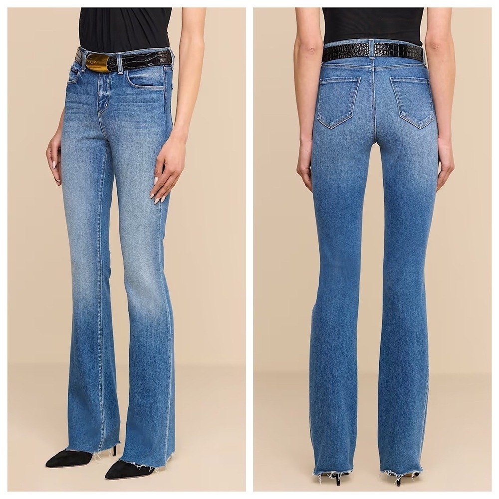L'AGENCE Ruth High Rise Straight Raw Hem Jeans Women Sz 24 Blue Marlin - Picture 1 of 14